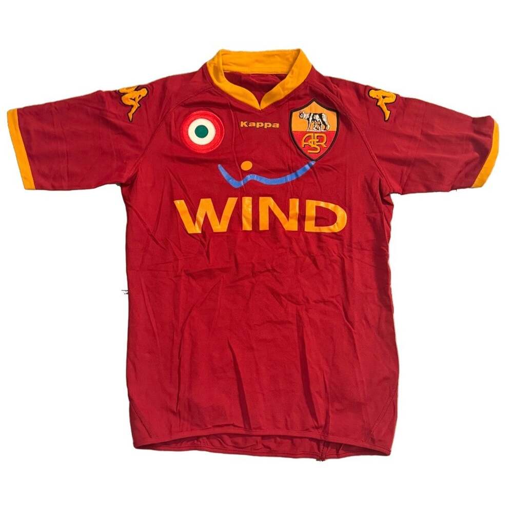 Kappa AS Roma 2007-09 Home Soccer Jersey Wind Coppa Italia Men's Small Red